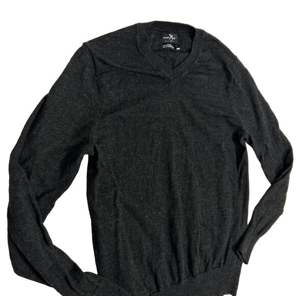 Marc Ecko Cut & Sew Sweater Men Medium 100% Merino Wool Grey V Neck Lightweight - Picture 3 of 10